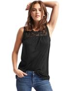 Gap Women Embroidered Lace Tank - True Black