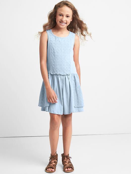 Gap Eyelet Tiered Tank Dress - Bicoastal Blue
