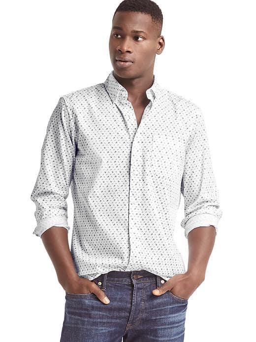 Gap Men Indigo Floral Standard Fit Shirt - White