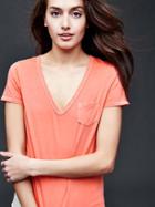 Gap Vintage Wash V Neck Tee - Miami Coral