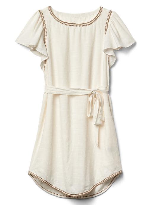 Gap Women Embroidery Flutter Dress - Ivory