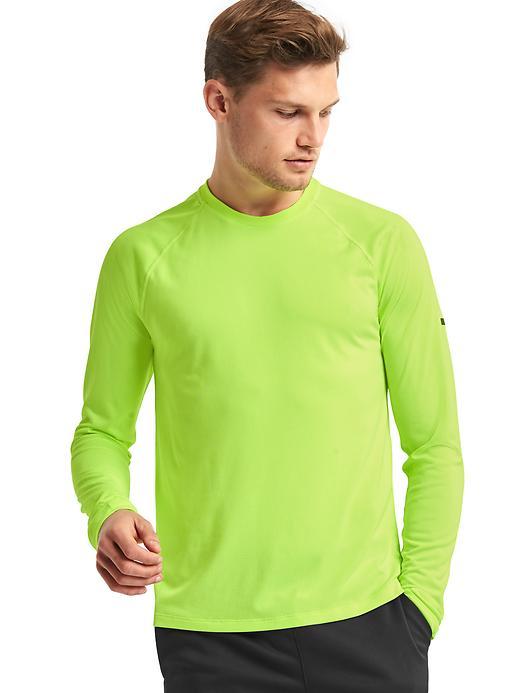 Gap Men Aeromesh Crewneck Long Sleeve T Shirt - Active Yellow