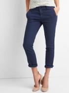 Gap Women Linen Cotton Garment Dye Slim Fit Girlfriend Chinos - Dark Night