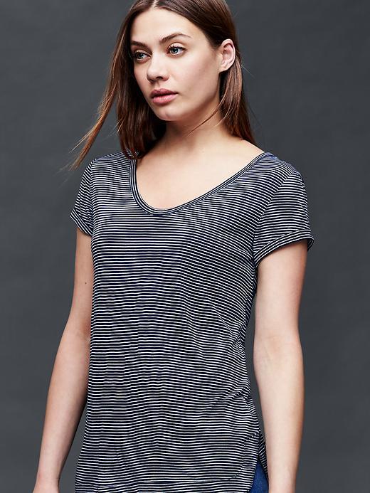 Gap Mini Stripe Short Sleeve Roll Tee - True Indigo