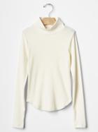 Gap Ribbed Mockneck Tee - Ivory Frost