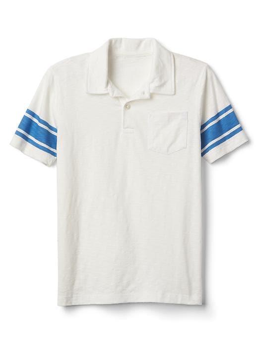 Gap Stripe Sleeve Pocket Polo - New Off White