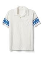 Gap Stripe Sleeve Pocket Polo - New Off White