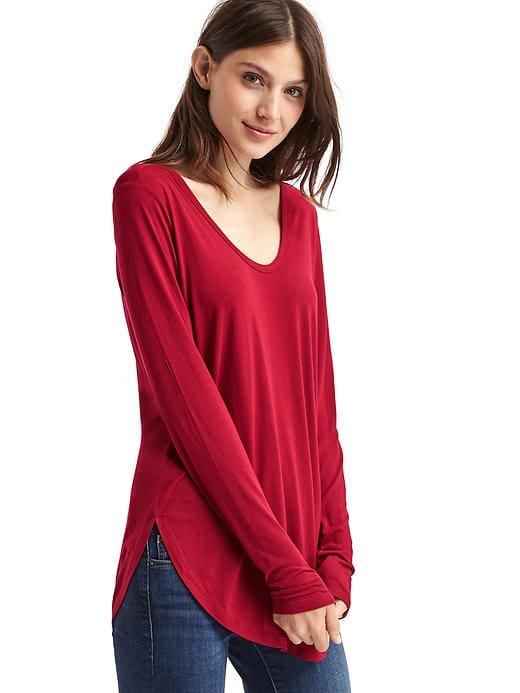 Gap Women Scoop Neck Long Sleeve Tunic - Russian Red