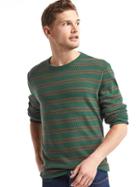 Gap Men Waffle Knit Stripe Long Sleeve Tee - Green Stripe