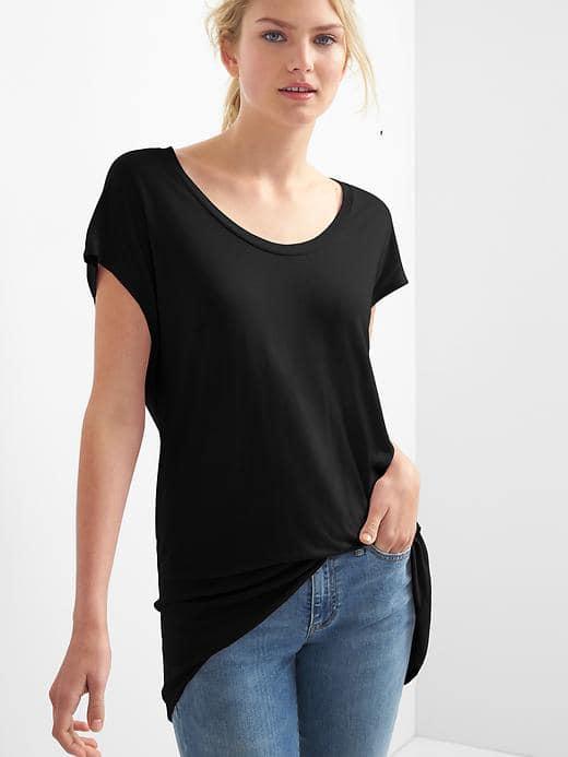 Gap Women Slouchy Cap Sleeve Tee - True Black