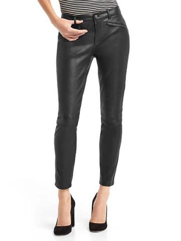 Gap Women Leather Skinny Ankle Pants - True Black