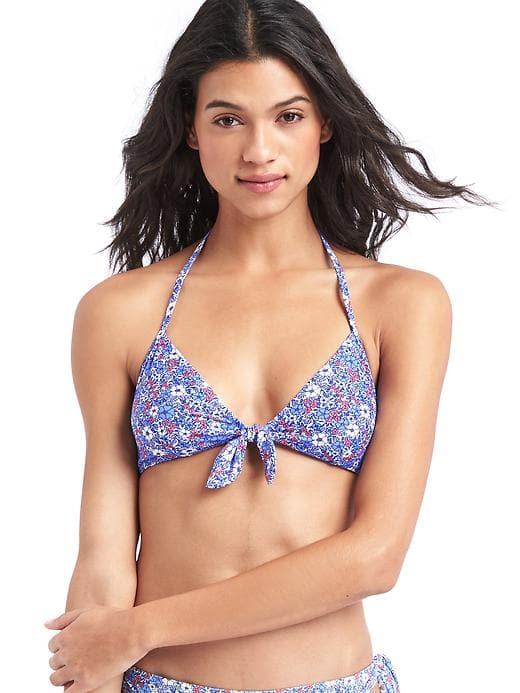 Gap Women Floral Tie Front Bikini Top - Blue Floral