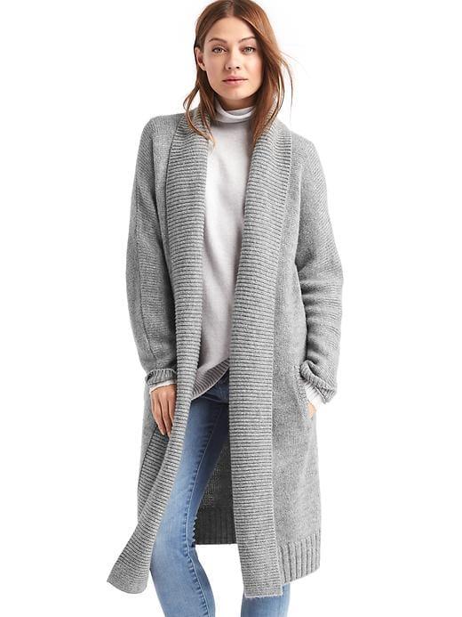 Gap Women Ribbed Shawl Cardigan - Heather Grey