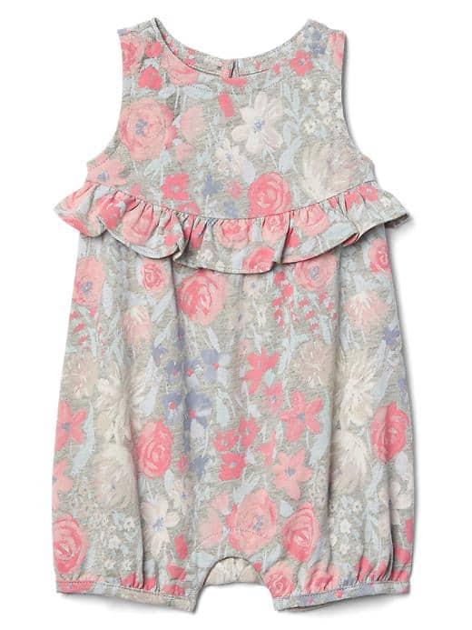 Gap Floral Ruffle Shorty One Piece - Light Heather Gray