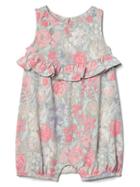 Gap Floral Ruffle Shorty One Piece - Light Heather Gray