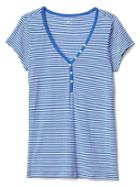 Gap Women Stripe Short Sleeve Henley - Blue Stripe