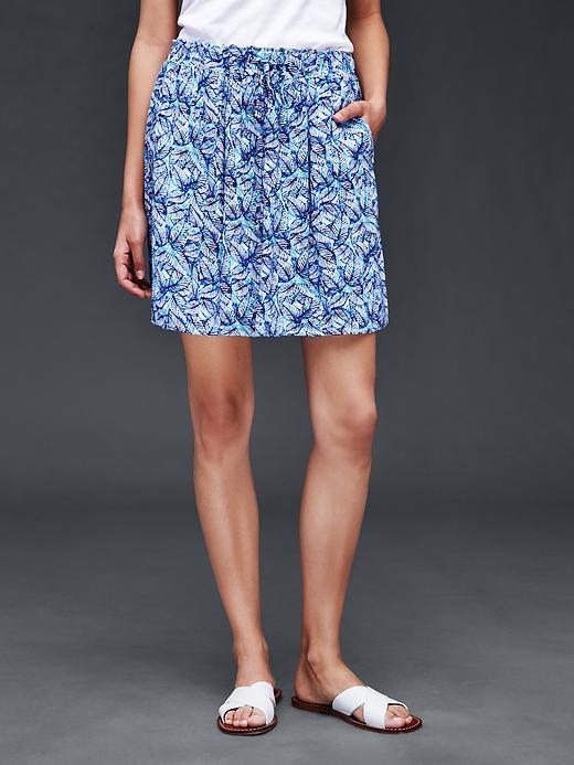 Gap Women Tie Waist Print Skirt - Blue Print