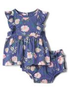 Gap Floral Flutter Top And Bloomer Set - Twinkle Blue