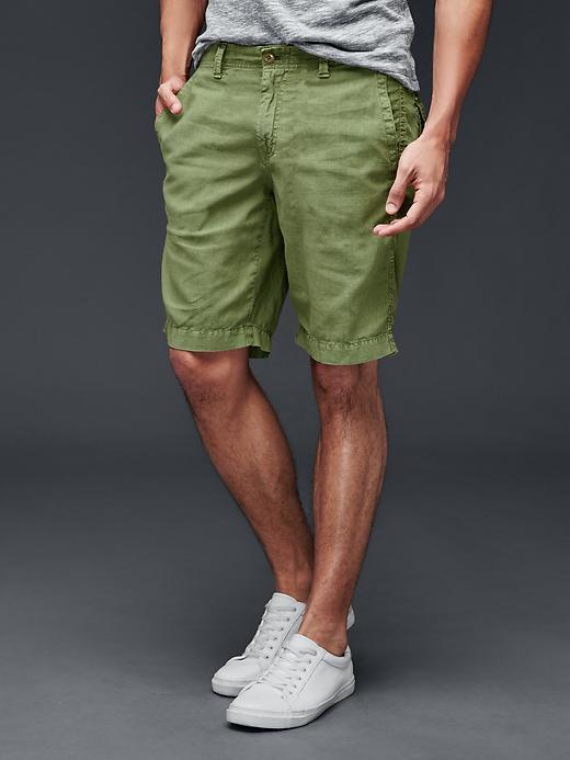Gap Men Linen Cotton Everyday Shorts 10 - Olive