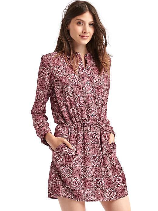 Gap Women Popover Print Dress - Red Print