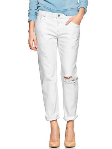 Gap 1969 Destructed Sexy Boyfriend Jeans - White