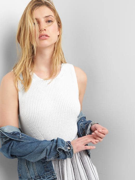 Gap Women Lace Up Sweater Tank - Optic White