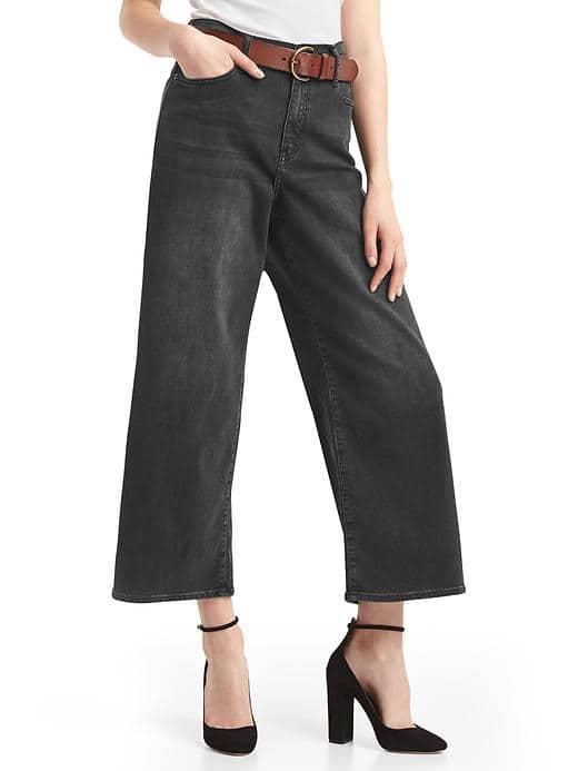 Gap Women High Rise Wide Leg Crop Jeans - Black