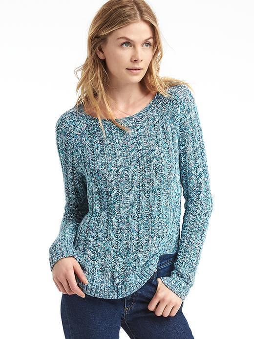 Gap Women Chunky Open Neck Sweater - Green Twist