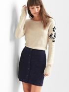 Gap Women Floral Raglan Sleeve Pullover - Champagne