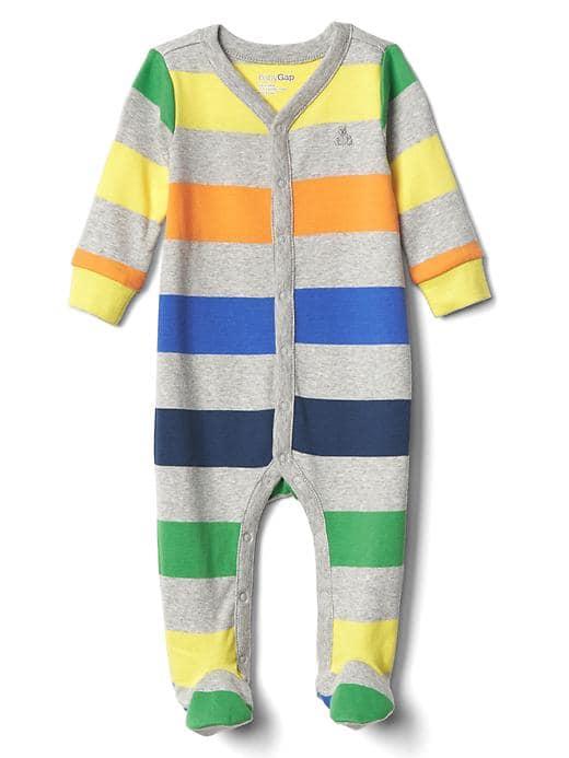 Gap Stripe V Neck Footed One Piece - Multi Stripe
