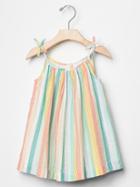 Gap Pastel Stipe Bow Dress - Rainbow Stripe