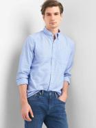 Gap Women True Wash Poplin Dobby Standard Fit Shirt - Blue Peak
