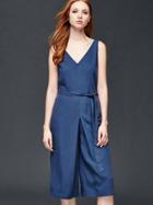 Gap Women Tencel Linen Culotte Jumpsuit - Comet Blue