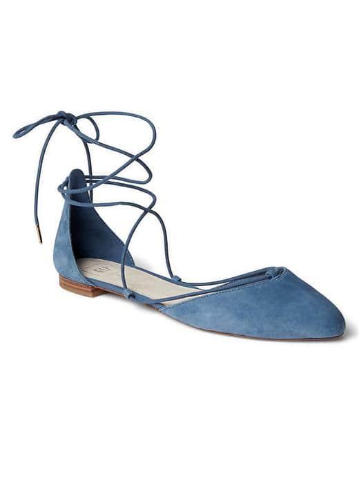 Gap Women Suede Lace Up D'orsay Flats - Blue Jean