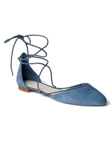 Gap Women Suede Lace Up D'orsay Flats - Blue Jean