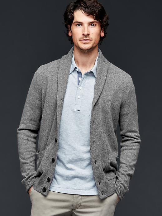 Gap Men Cashmere Shawl Cardigan Charcoal Gray LookMazing