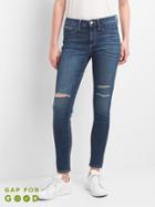 Gap Mid Rise Destructed Easy Jeggings - Distressed Indigo