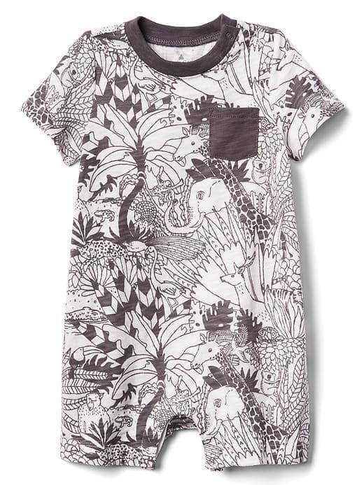 Gap Women Print Shorty One Piece - Hematite