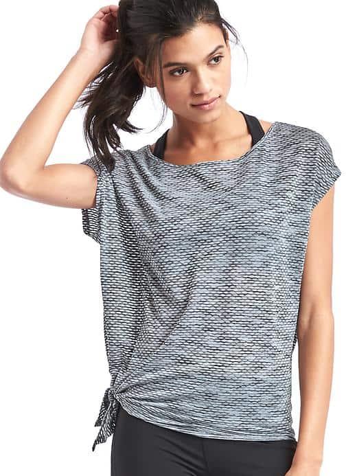 Gap Women Side Tie Honeycomb Spacedye Tee - Gray Multi