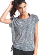 Gap Women Side Tie Honeycomb Spacedye Tee - Gray Multi