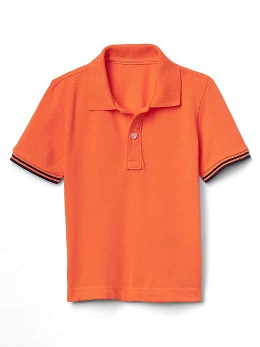 Gap Stripe Sleeve Pique Polo - New Dark Orange