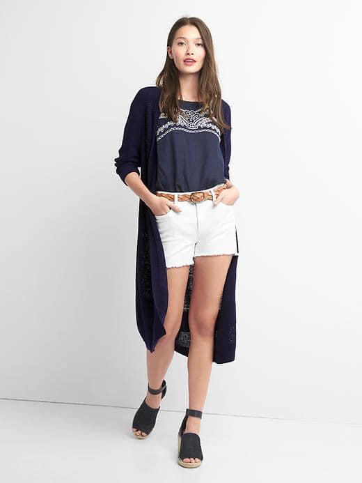 Gap Women Textured Knit Duster Cardigan - Dark Night
