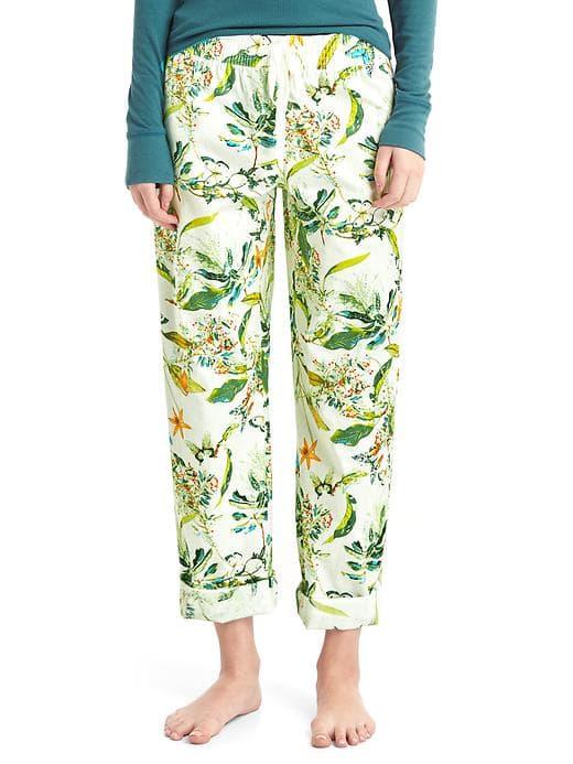 Gap Women Print Roll Tab Sleep Pants - Butterfly Botanical Milk