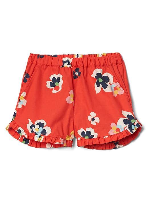 Gap Print Ruffle Dolphin Shorts - Red Print