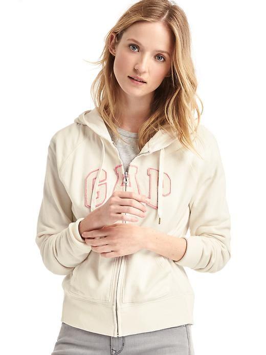 Gap Women Felt Logo Zip Hoodie - Snow Cap