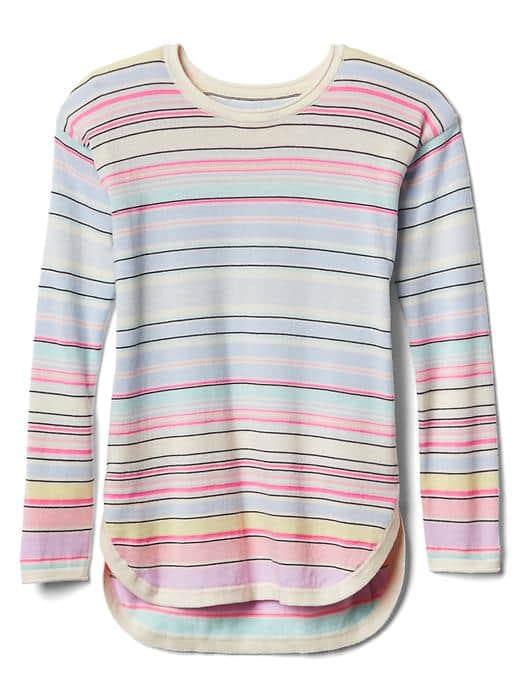 Gap Women Multi Stripe Hi Lo Sweater - Ivory Frost