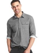 Gap Men Ribbed Pullover Work Shirt - Charcoal Gray