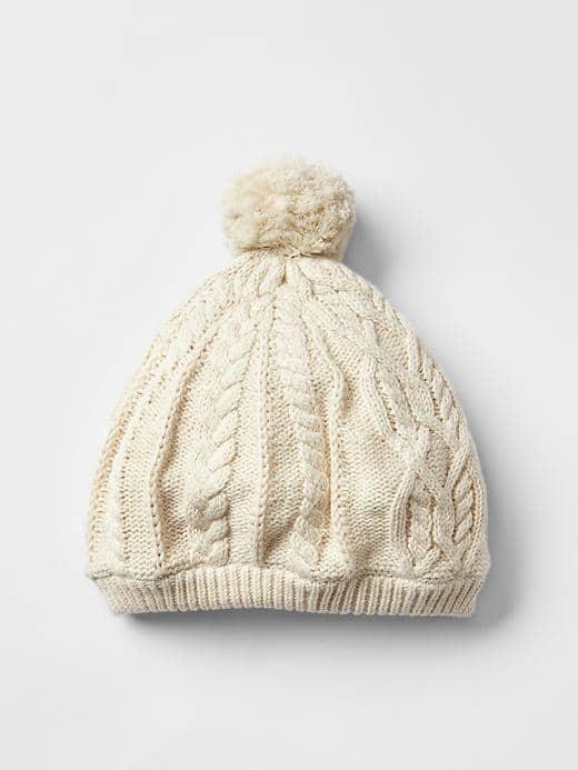 Gap Cable Knit Pom Pom Hat - French Vanilla