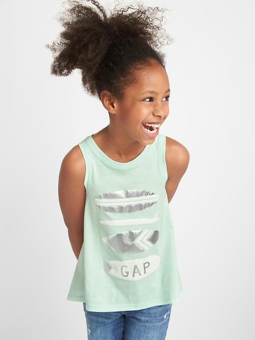 Gap Embellished Graphic Keyhole Tank - Aqua Sea 771