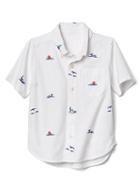 Gap Ocean Embroidery Short Sleeve Shirt - White